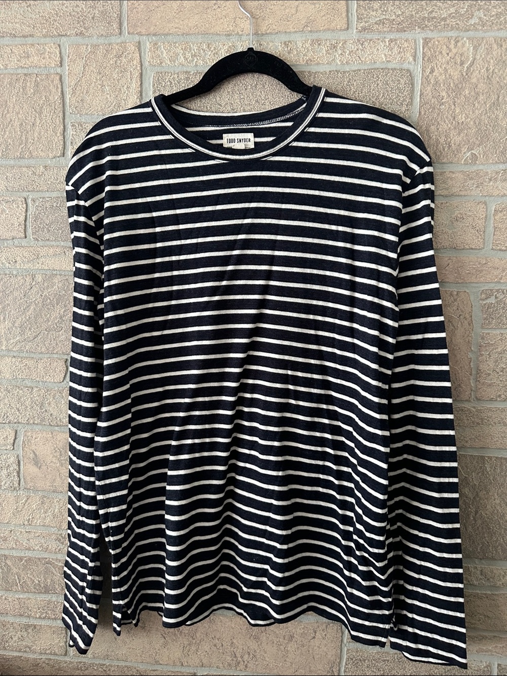 Todd Snyder Issued By: Japanese Striped Long Sleeve Shirt Mens M Navy Cotton